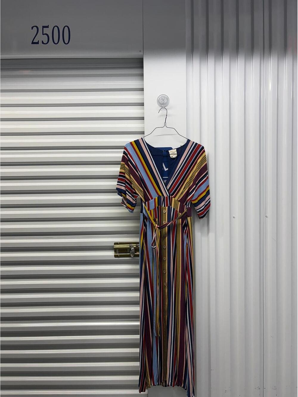 Harper Heritage Women’s Medium Striped Wrap Dress Belted With Pockets
